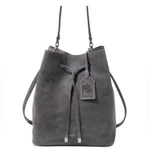 Ralph Lauren Dryden Debby Drawstring Hobo Bag Gray